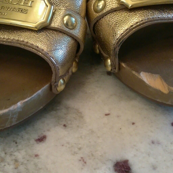 Authentic Coach Gold Leather Clogs - Picture 7 of 7